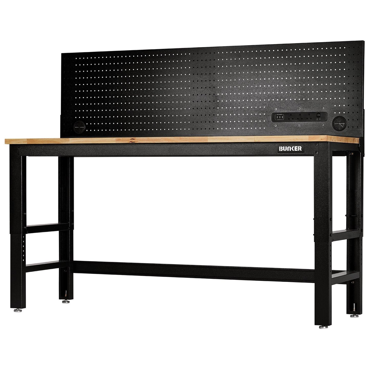 BUNKER Workbench with Hardwood Worktop and Power Pegboard, 1830mm