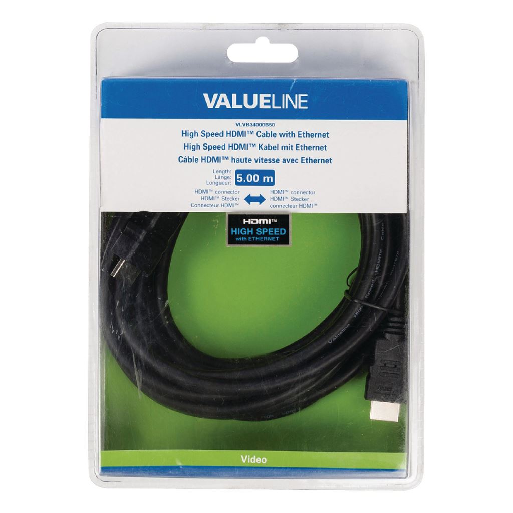 Glaxio High Speed HDMI cable with Ethernet HDMI connector to HDMI connector 5m black - CVGB34000BK50