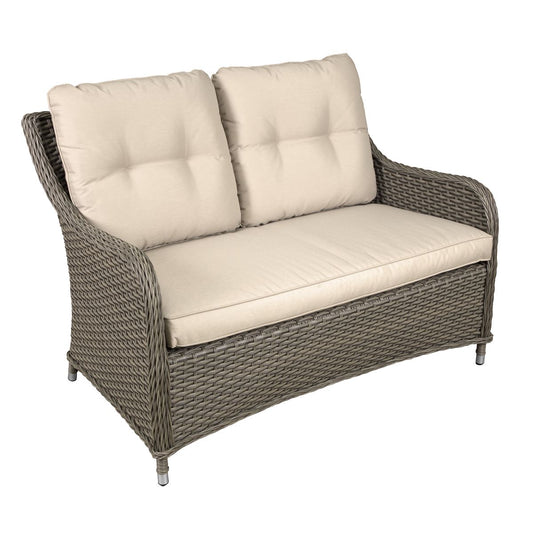Sealey Dellonda Chester Rattan Wicker Outdoor Lounge 2-Seater Sofa with Cushion, Brown DG70