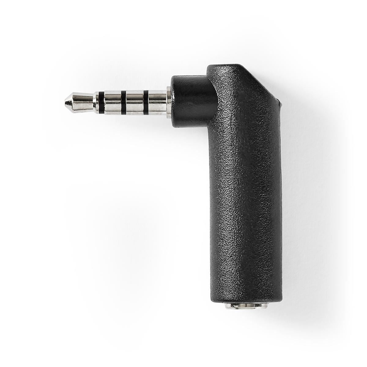 Nedis Stereo Audio Adapter 3.5mm Male to 3.5mm Female 90° Angled 4-Pole Black - CAGB22980BK