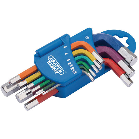 Draper 9 Piece Short Stubby Compact Hex Allen Hexagon L-Key Set 1.5mm-10mm 66126