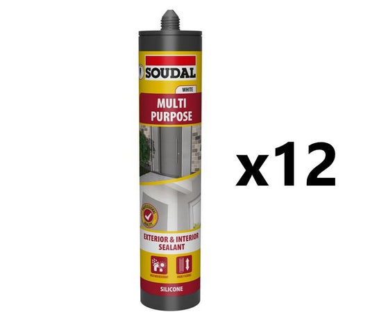 Soudal 12x Multi-Purpose Silicone Sealant - CLEAR (290ml)