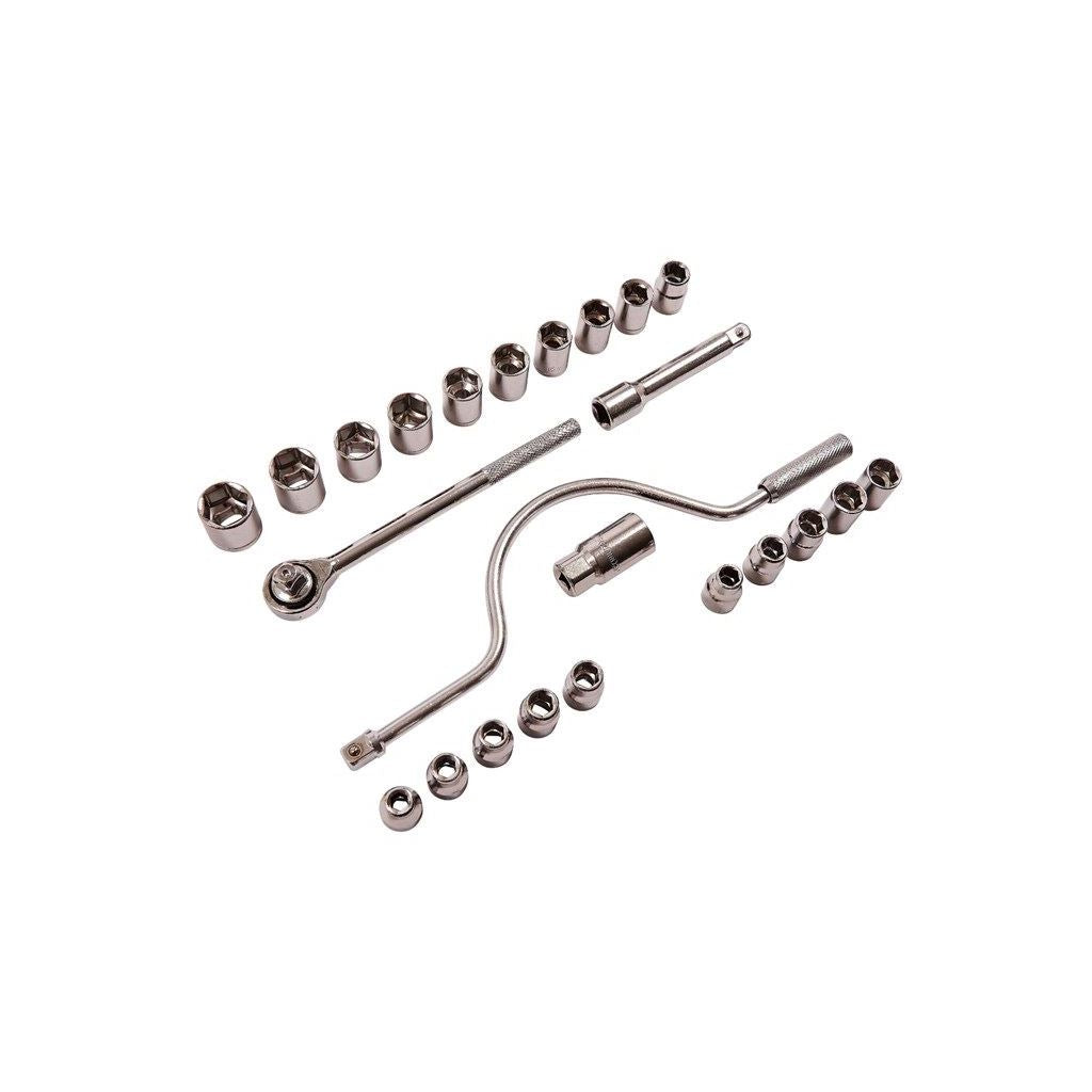 24 Piece 1/2" Drive Socket Set Carbon Steel Ratchet Handle Spark Plug Extension - I0400
