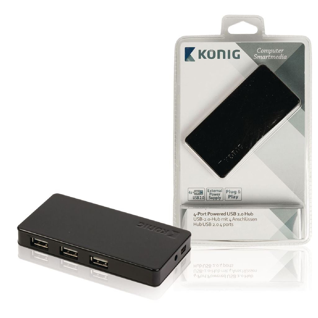 Konig 4-port powered USB 2.0 hub