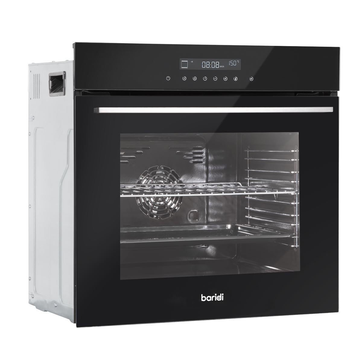 Sealey Baridi 60cm Built-In Fan Assisted, Single, Integrated 10 Function Electric Oven, Touchscreen Controls, 72L Capacity, Black DH199