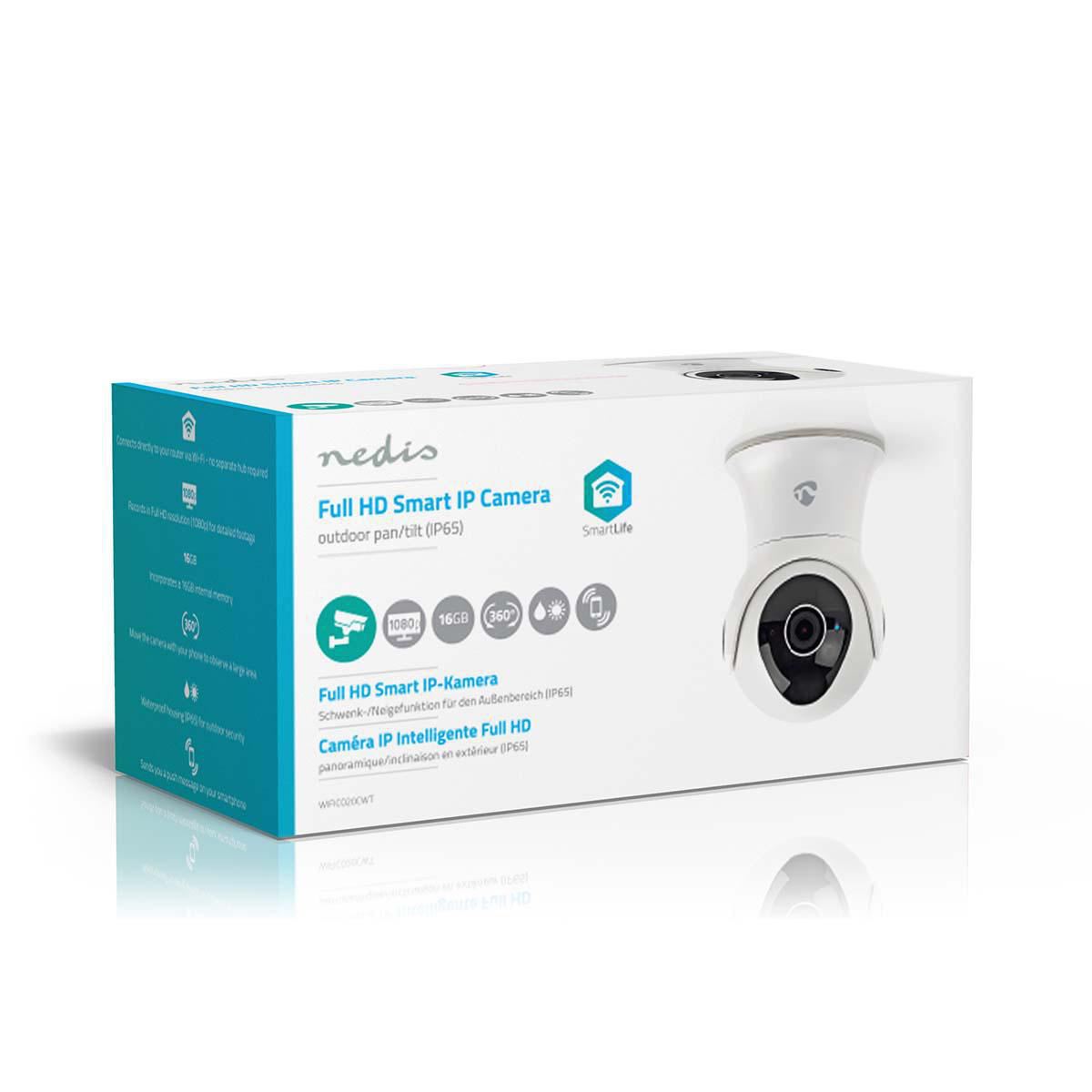 Nedis WiFi Smart IP Camera Pan/Tilt Full HD 1080p Outdoor Waterproof WIFICO20CWT