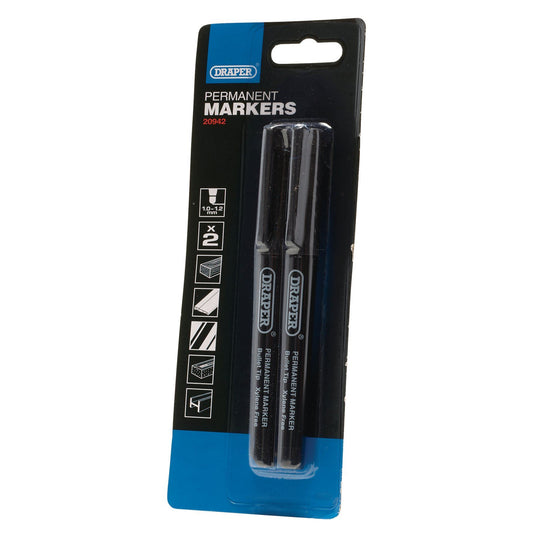Draper 2Pc Marker Pen Set - Black MP2BK