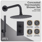 Baridi Concealed Thermostatic Shower Set, 20cm Round Head & Hand Shower - Black