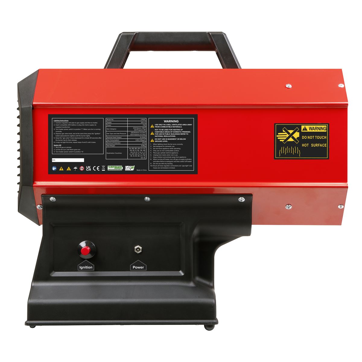 01 Sealey 2-in-1 Cordless/Corded SV20 Space Warmer Propane Heater with Battery and Charger LP69CCOMBO