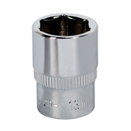 Sealey WallDrive Socket 13mm 1/4"Sq Drive Fully Polished SP1413