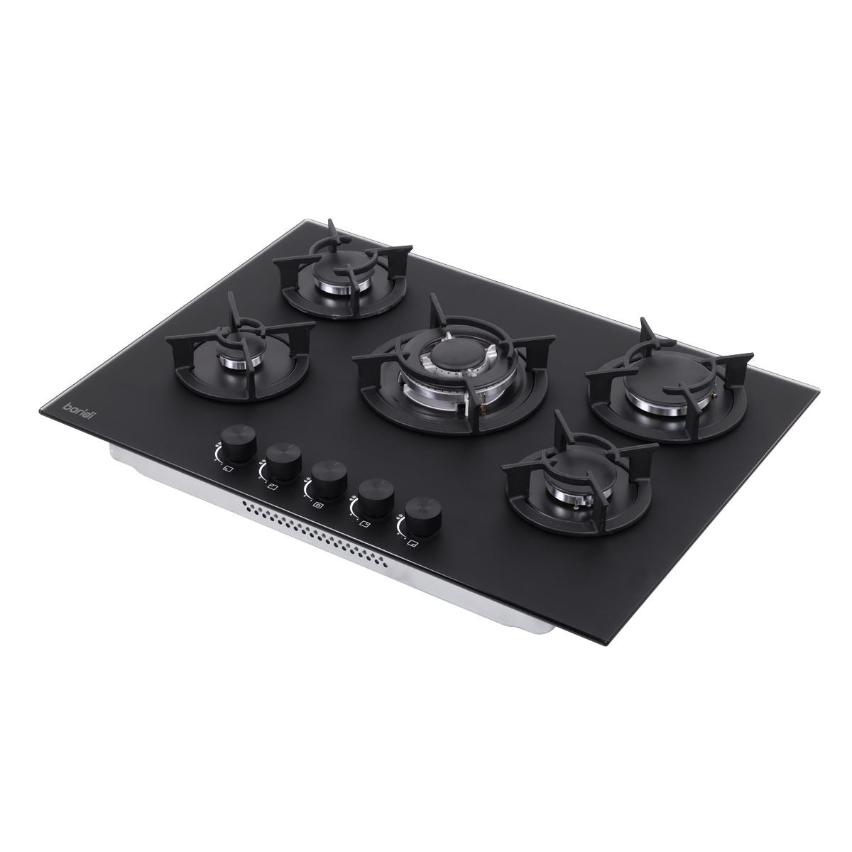 Baridi 70cm Gas Hob Matt Black with 5 Burners Cast Iron Supports & Auto Ignition