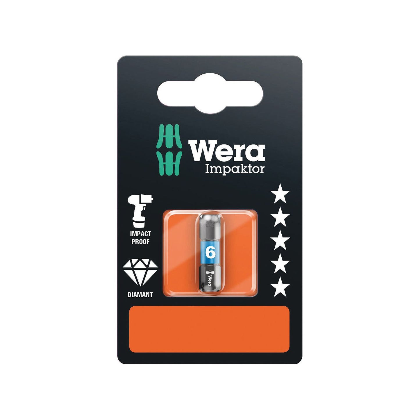 Wera 840/1Imp Dc Sb Bit Hex-Plus Sw6/25 Impaktor Carded 073906