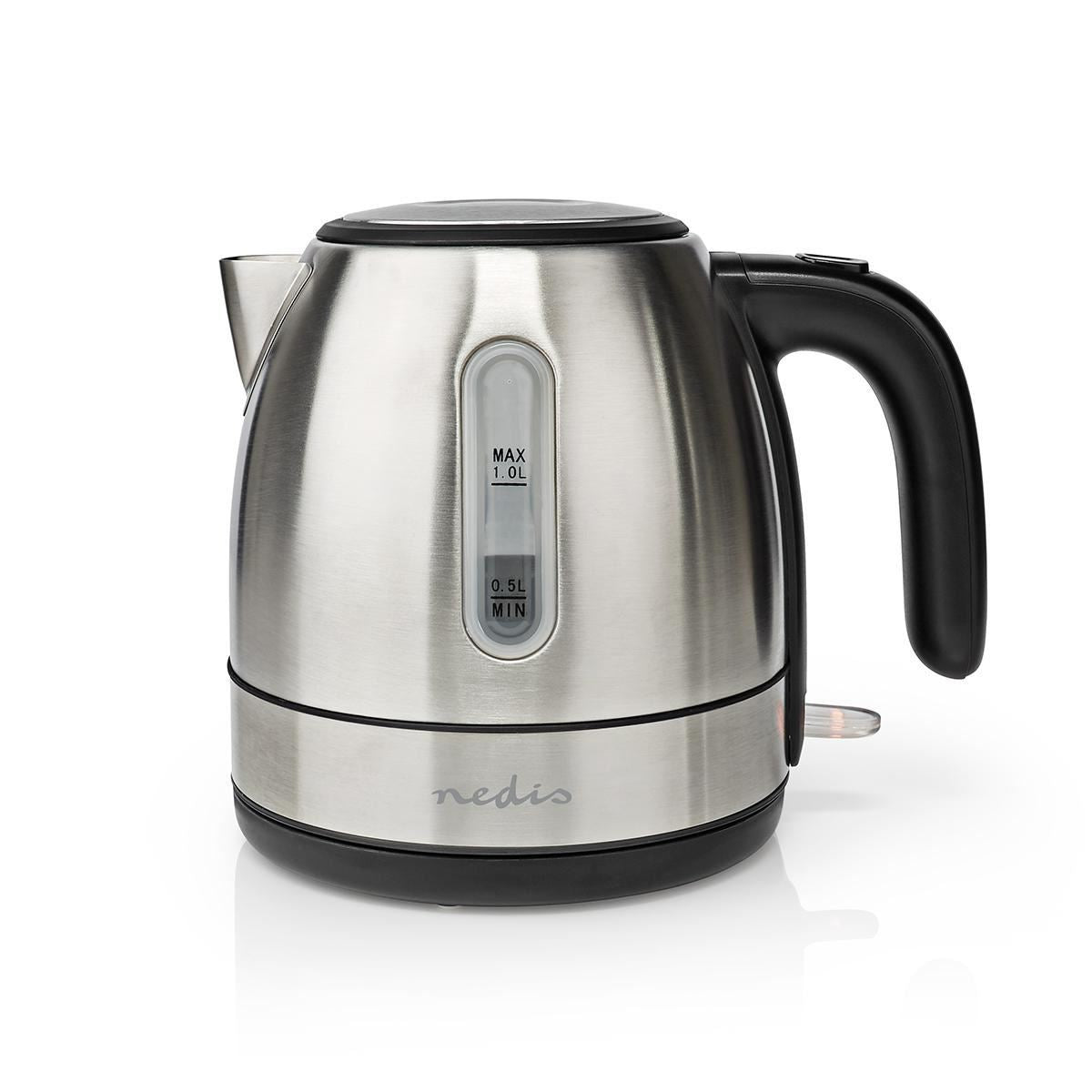 Nedis Electric Kettle 1L 360° Rotation Stainless Steel - KAWK300EAL