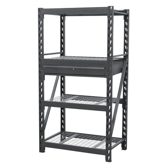 Sealey Heavy-Duty Racking Unit with 4 Mesh Shelves Single Drawer 640kg Per Level