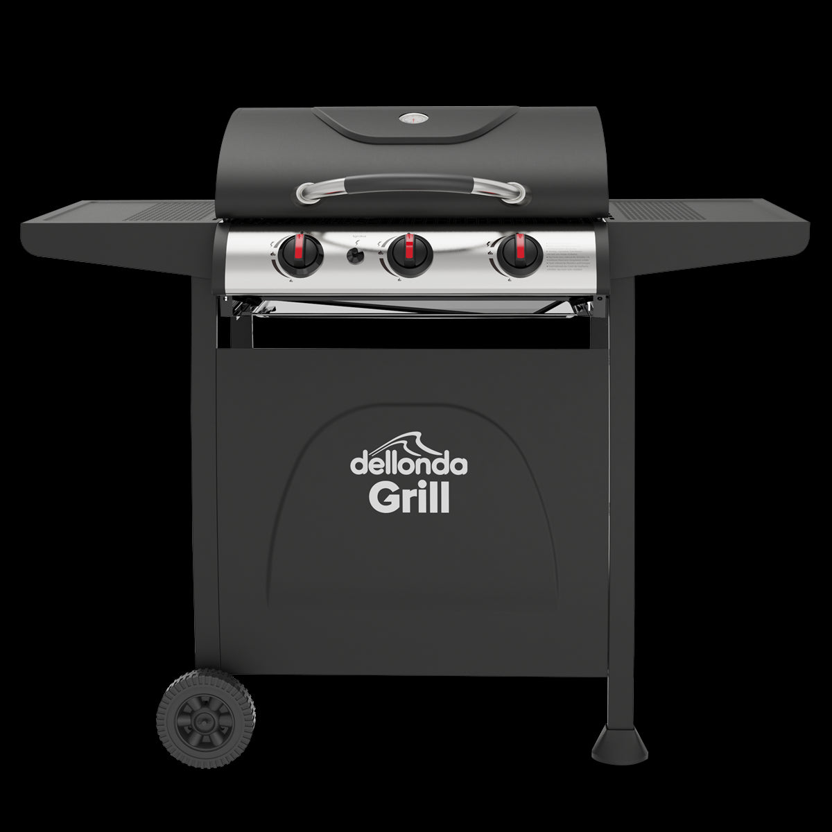 Dellonda 3 Burner Gas BBQ Grill, Ignition, Thermometer, Black/Stainless Steel DG14