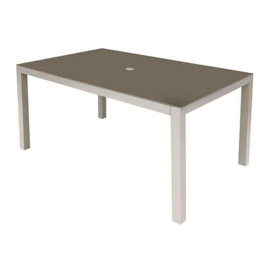 Dellonda Fusion Aluminium Glass Garden Dining Table with Parasol Hole, Light Grey - DG51 DG51