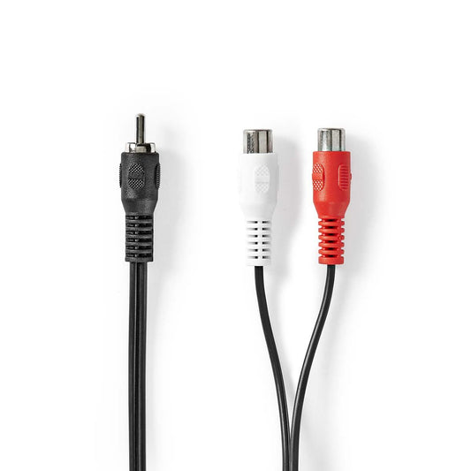 Subwoofer Cable RCA Male 2x RCA Female Nickel Plated 0.20m 5.0 x 2.5mm Blister