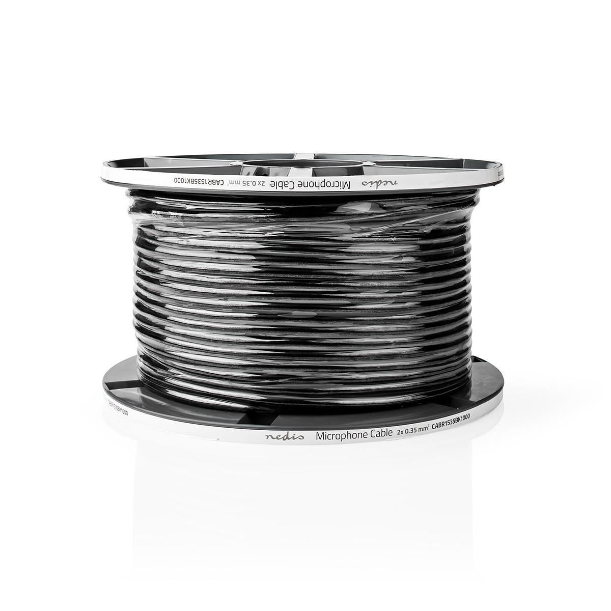 Nedis Microphone Cable 2x 0.35 mm2 100m Reel Black - CABR1535BK1000