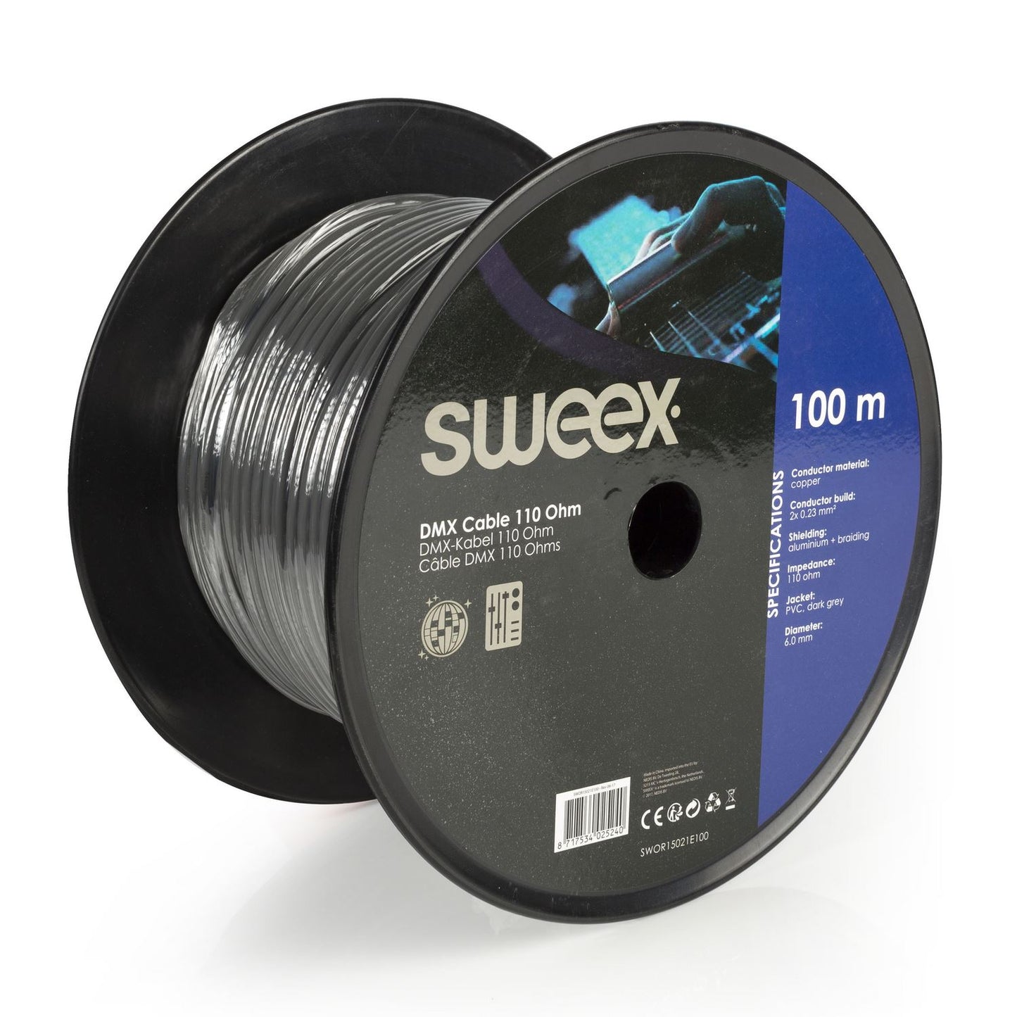 Sweex Data Cable on Reel 2x 0.23 mm² 100m Dark Grey SWOR15021E100 - COTR15021GY100