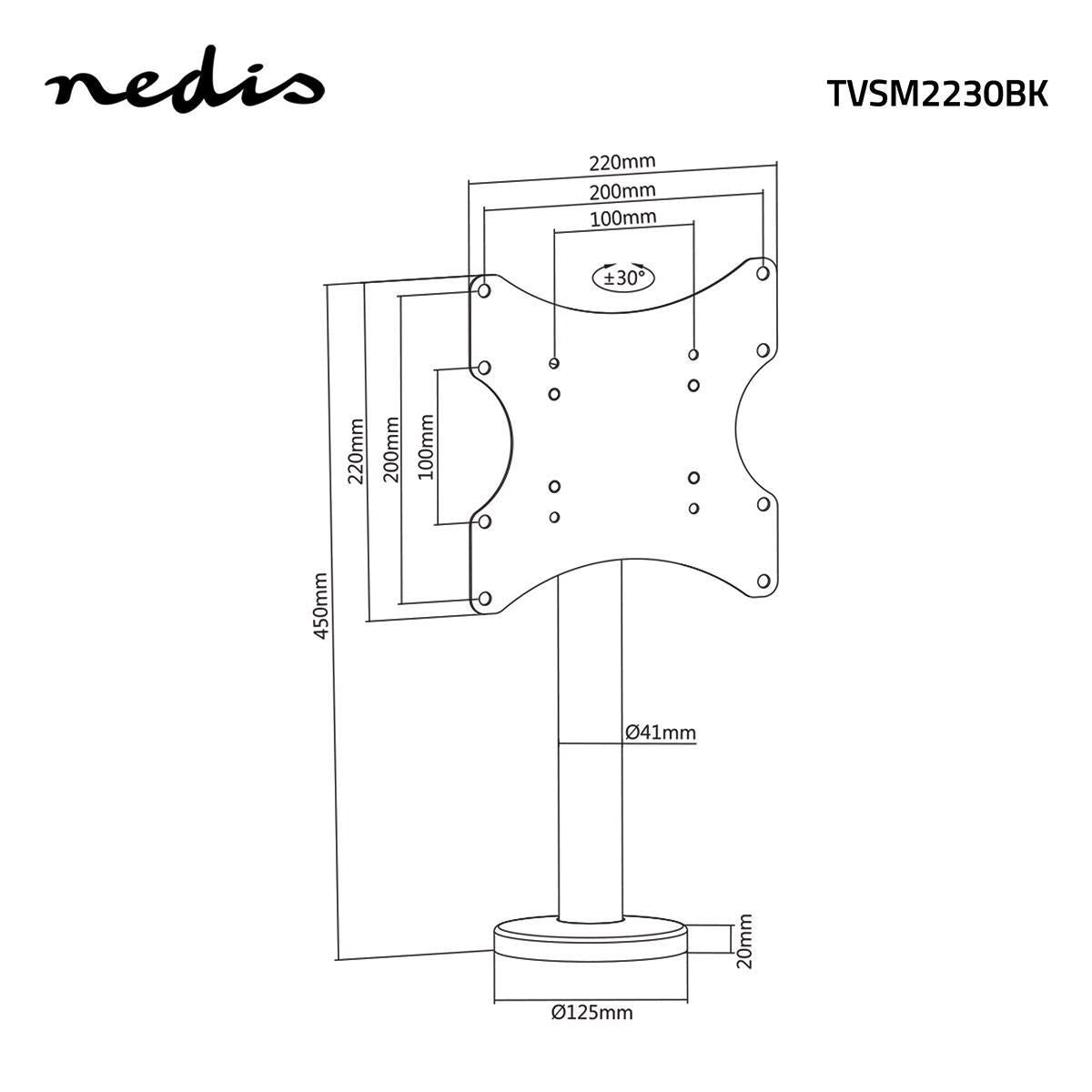 TV Mount Swivel Bolt-Down Desktop 23 to 43" Max. 50 kg +/- 30° Swivel Range