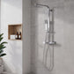 Baridi Thermostatic Shower Mixer Set, 20x20cm Square Head, Adjustable Rail - Chrome DH316