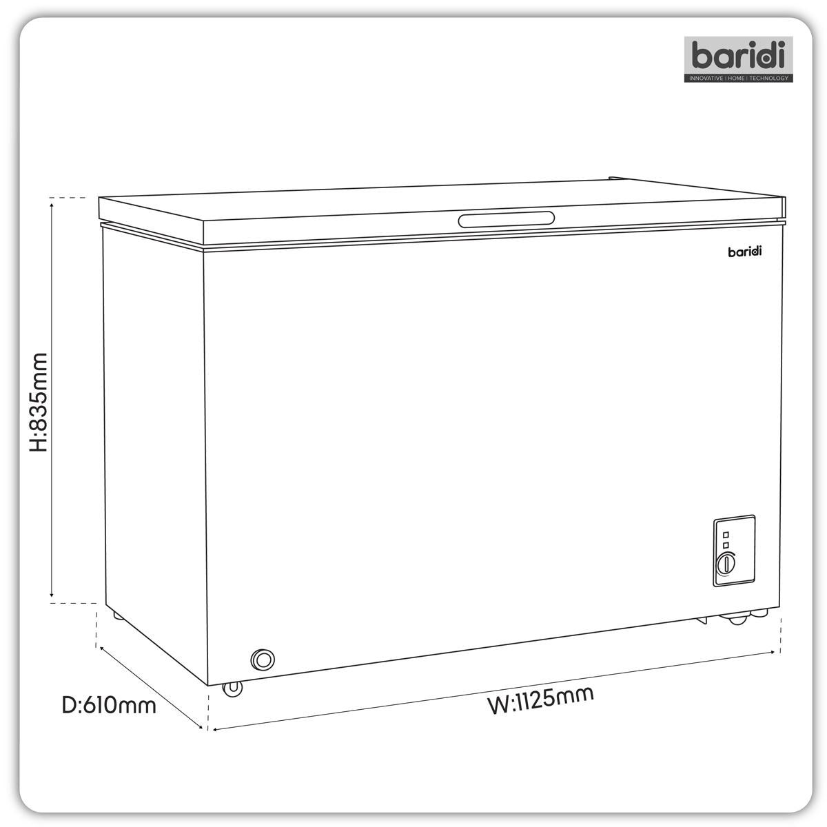 Baridi Freestanding Chest Freezer 299L Capacity - Black DH261