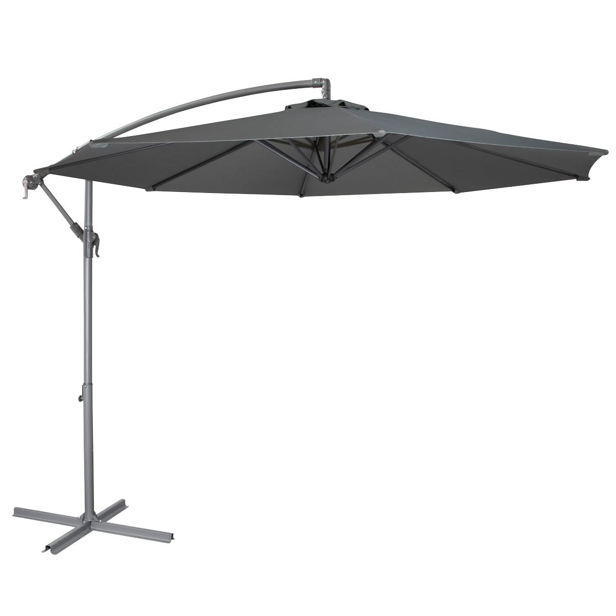 Sealey Dellonda 3m Banana Parasol/Umbrella for Garden, Patio with Crank Handle, 8 Ribs and Cover, Grey CanopY DG264