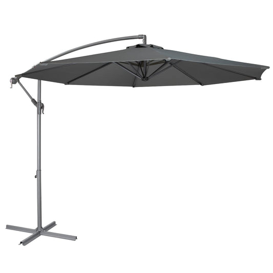 Sealey Dellonda 3m Banana Parasol/Umbrella for Garden, Patio with Crank Handle, 8 Ribs and Cover, Grey CanopY DG264