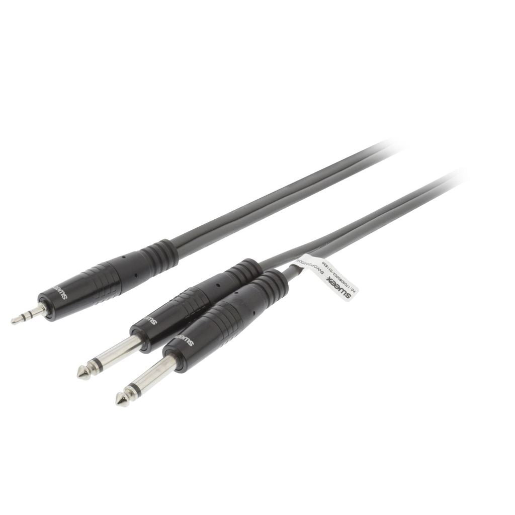 Sweex Stereo Audio Cable 2x 6.35mm Male to 3.5mm Male 3m Dark Grey SWOP23200E30 - COTH23200GY30