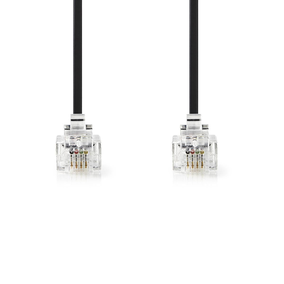 Nedis Telecom Cable RJ11 Male to RJ11 Male 10m Black TCGP90200BK100