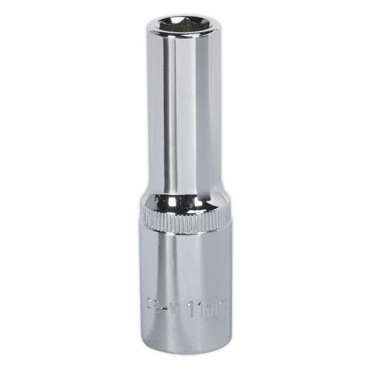 Sealey WallDrive Socket 11mm Deep 1/2"Sq Drive Fully Polished SP1211D