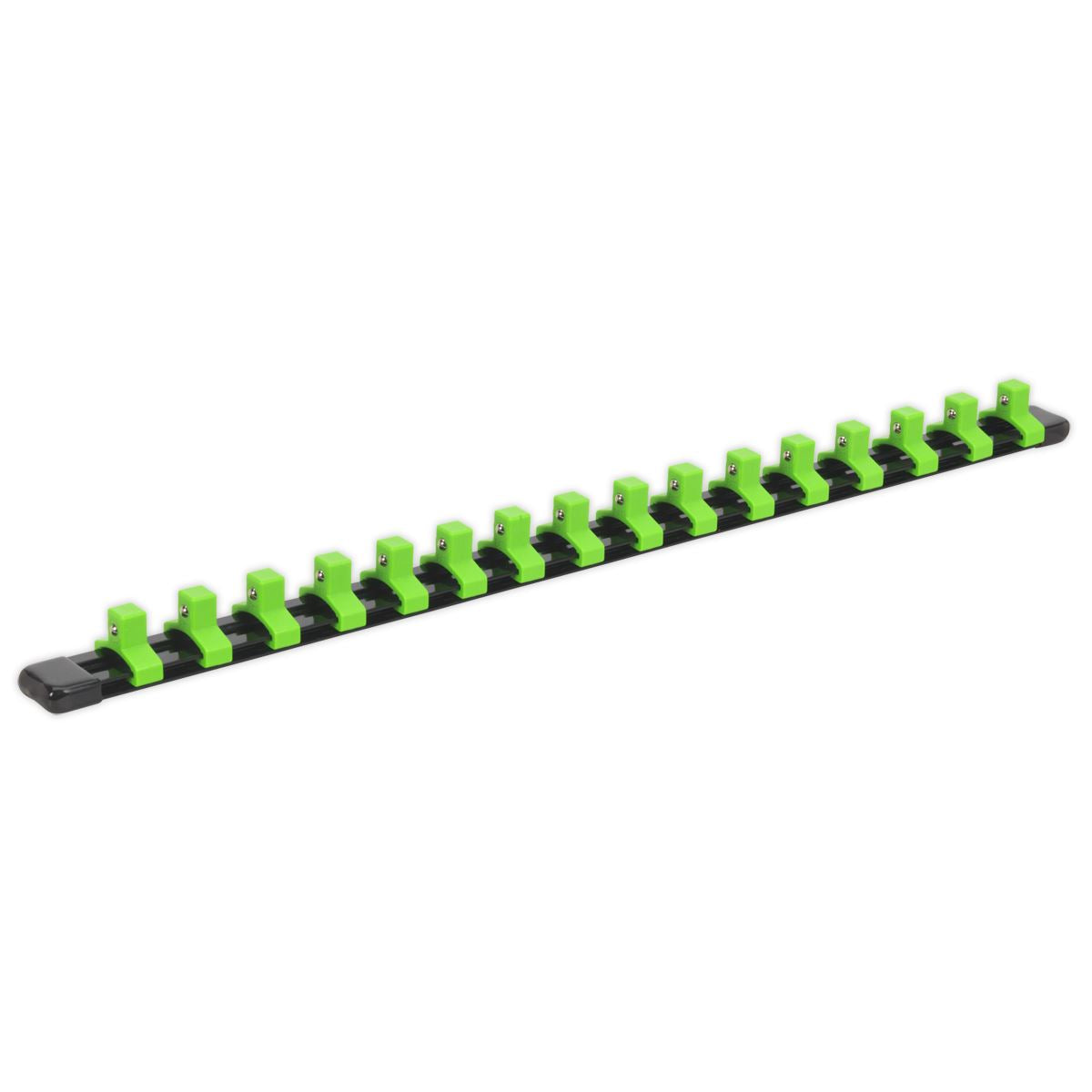 Sealey Socket Retaining Rail with 16 Clips 3/8"Sq Dr - Hi-Vis Green AK27053HV