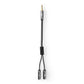 Headset Audio Cable 3.5mm Male to 2x 3.5mm Female Gun Metal Grey Braided Cable - CATB22150GY02