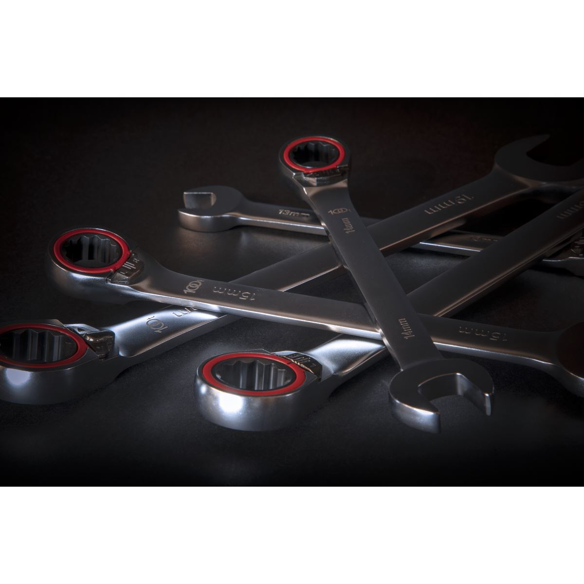 Sealey Reversible Ratchet Comb. Spanner Set 7pc Platinum Series AK63945