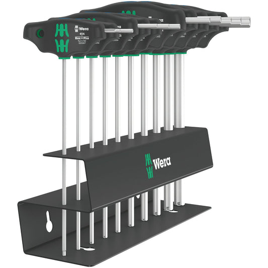 Wera 454/10 Hf Set Imperial 2 Hex-Plus T-Handle Set With Metal Rack 10Pc 023454