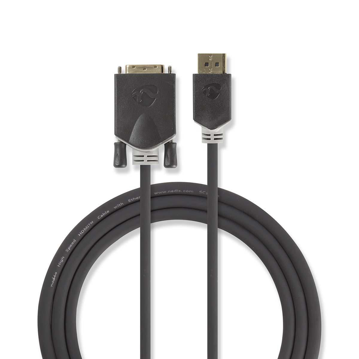 Nedis DisplayPort to DVI Cable DisplayPort Male to DVI-D 24+1-Pin Male 2m Anthracite