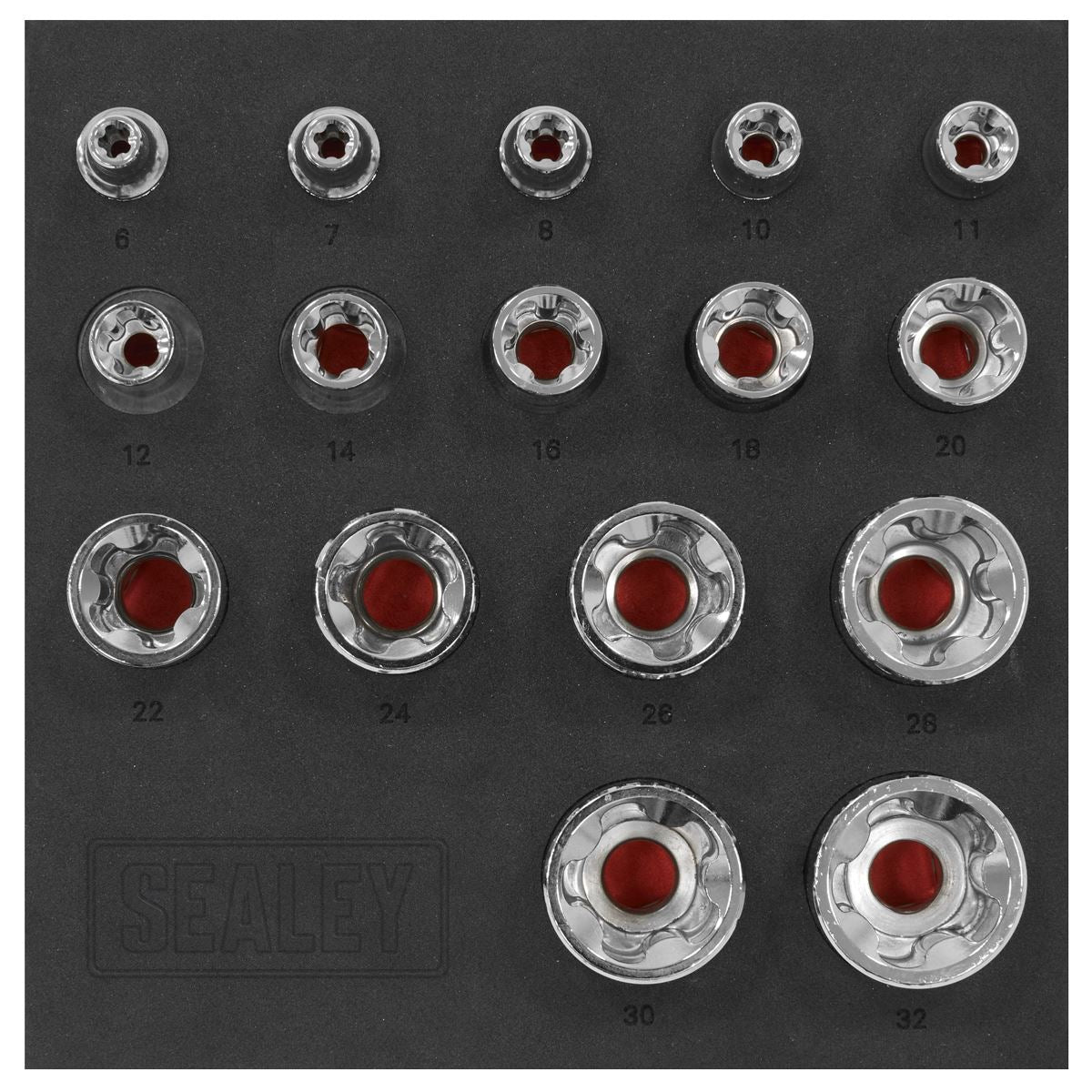 Sealey TRX-P* EPR Socket Set 1/4", 3/8" & 1/2"Sq Drive 16pc SX096