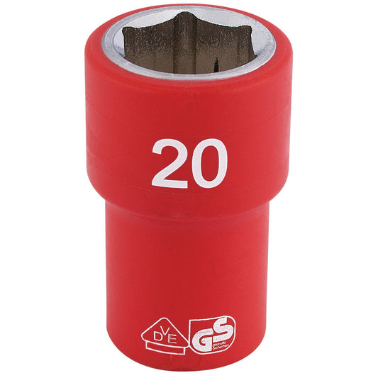 Draper Expert Quality 1/2" Square Drive Fully Insulated VDE Socket - 20mm - 31882