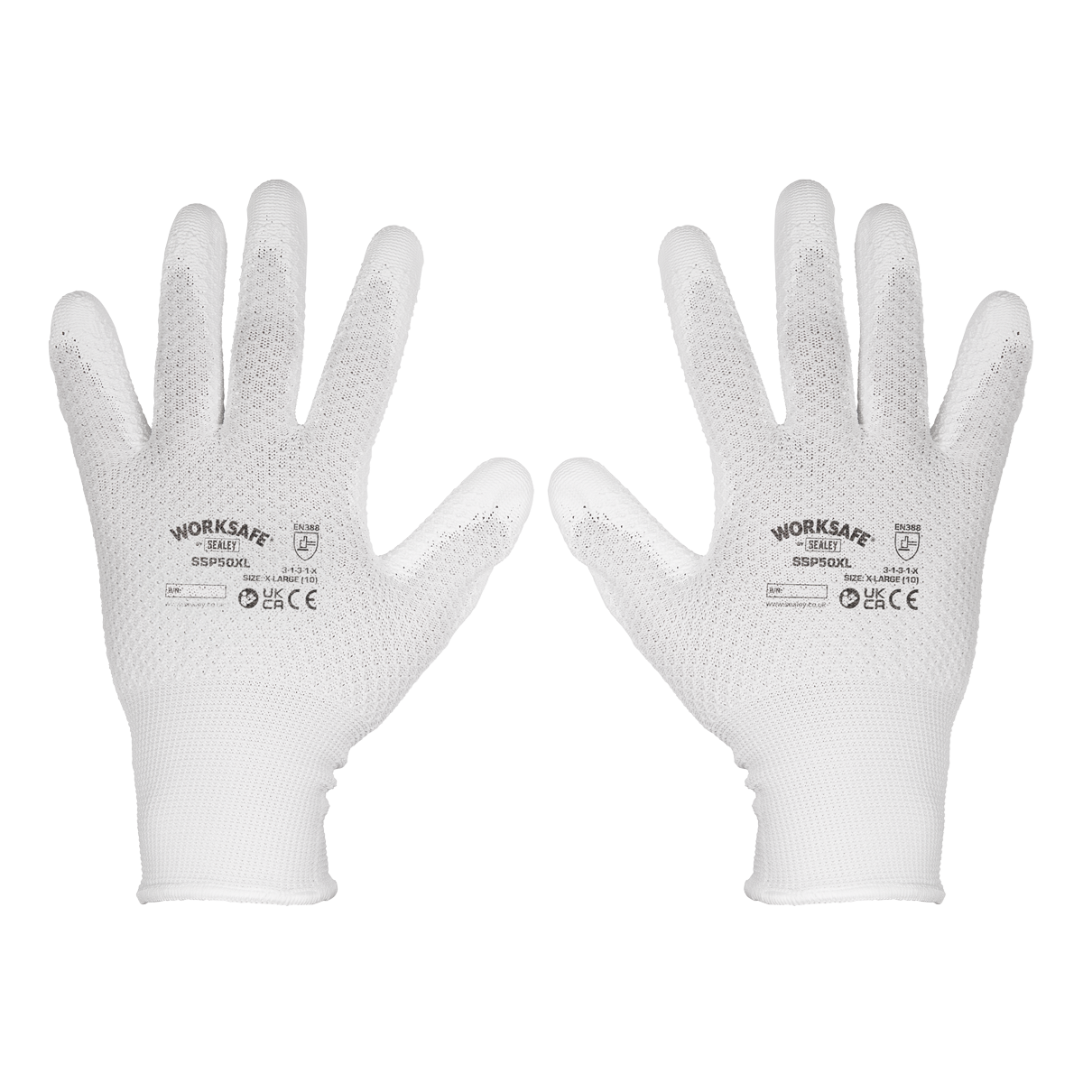 Worksafe White Precision Grip gloves - (X-Large) - Pack of 6 Pairs SSP50XL/6