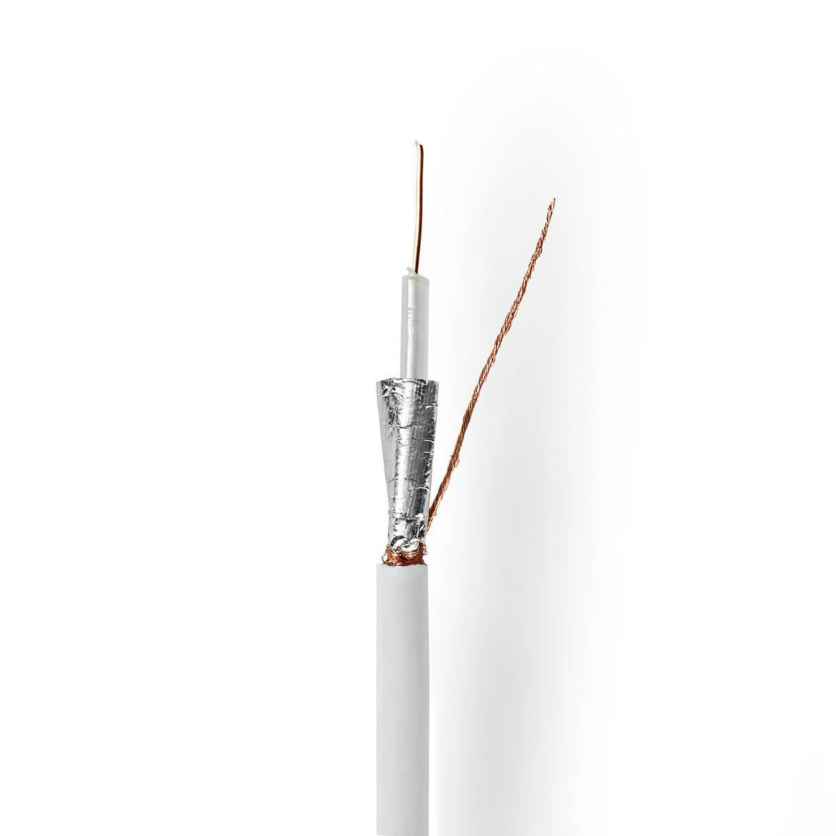 Nedis Coax Cable On Reel RG59U 75 Ohm Double Shielded ECA 50m Coax PVC White