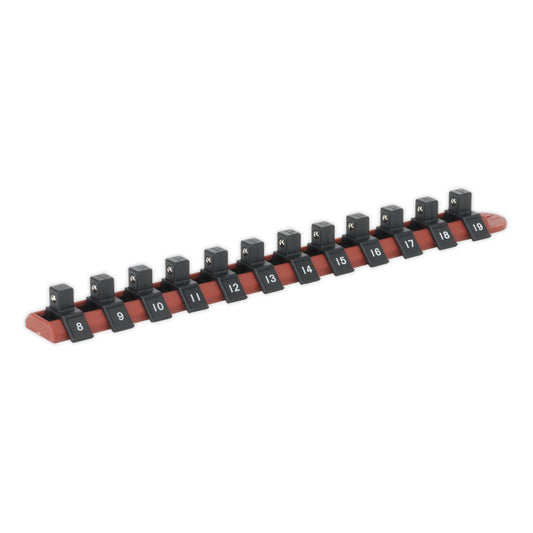 Sealey Socket Retaining Rail with 12 Clips 3/8"Sq Drive AK3812