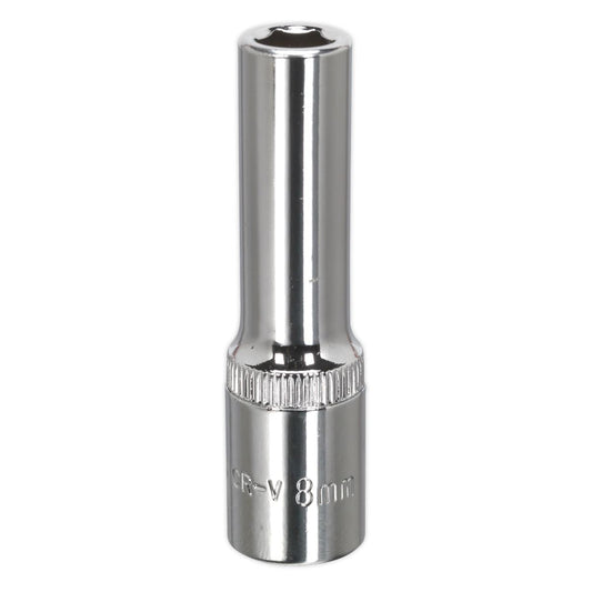 Sealey WallDrive Socket 8mm Deep 3/8"Sq Drive Fully Polished SP3808D