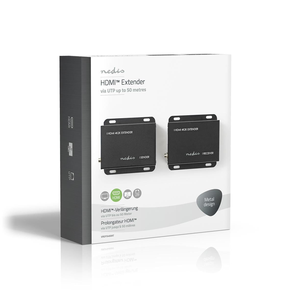 HDMI CAT5/6 Extender 4K@30Hz Up to 50m HDMI Input+RJ45 Female HDMI Output+RJ45 - VREP3460AT