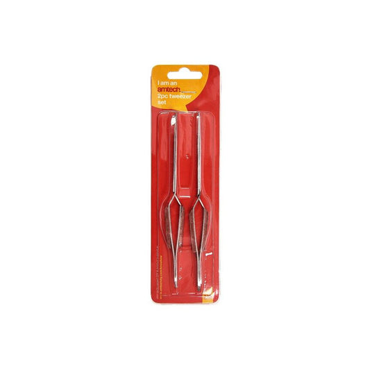 Amtech 2 Piece Wooden Handle Tweezer Set - R0380