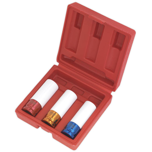 Sealey Alloy Wheel Impact Socket Set 3pc 1/2"Sq Drive SX031
