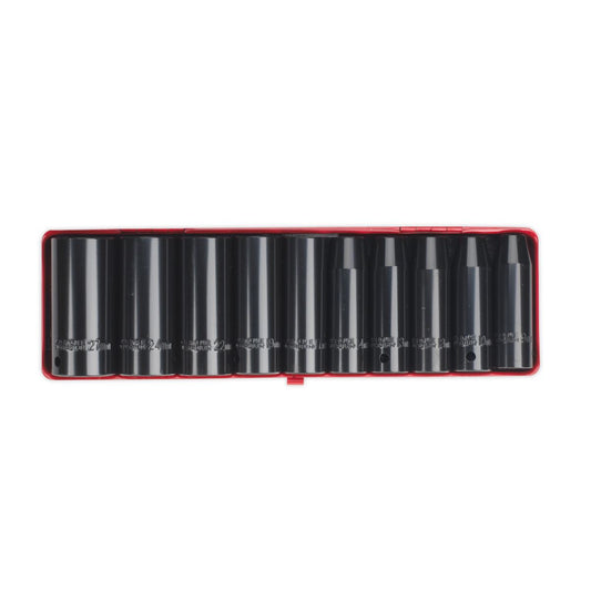 Sealey Impact Socket Set 10pc 1/2"Sq Drive Deep Metric AK58/11M