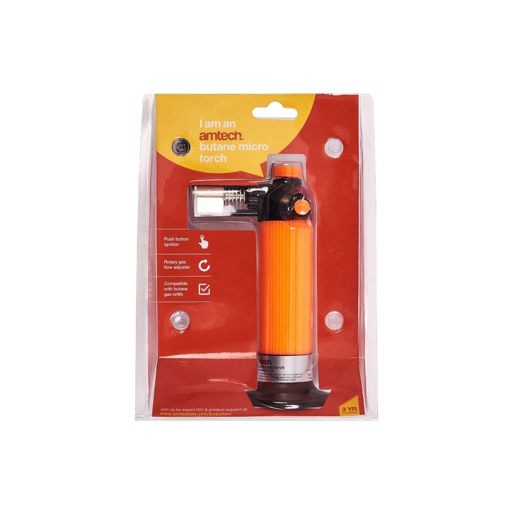 Amtech Butane Gas Torch+Stand Soldering Welding Flame Burner Gun Refillable - S1715