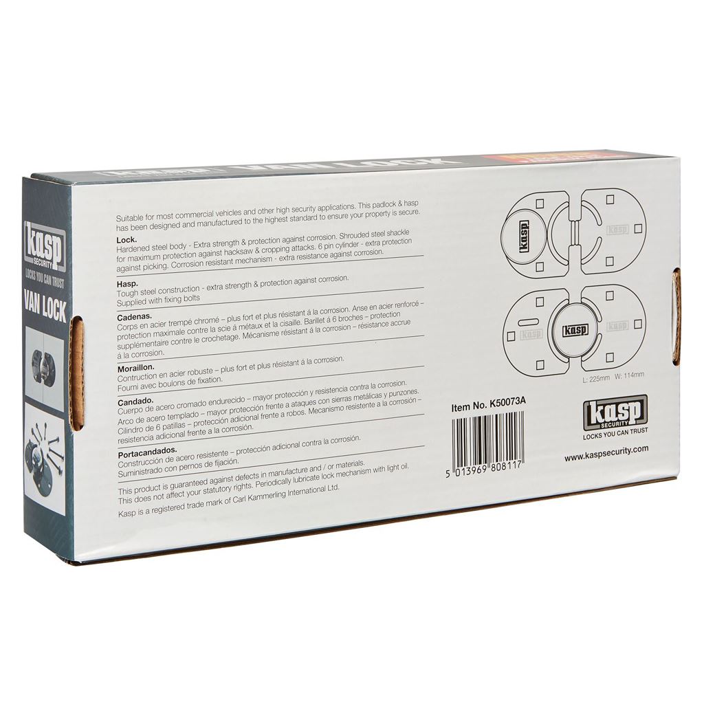 Kasp 500 Van Lock & Hasp With Bracket K50073A