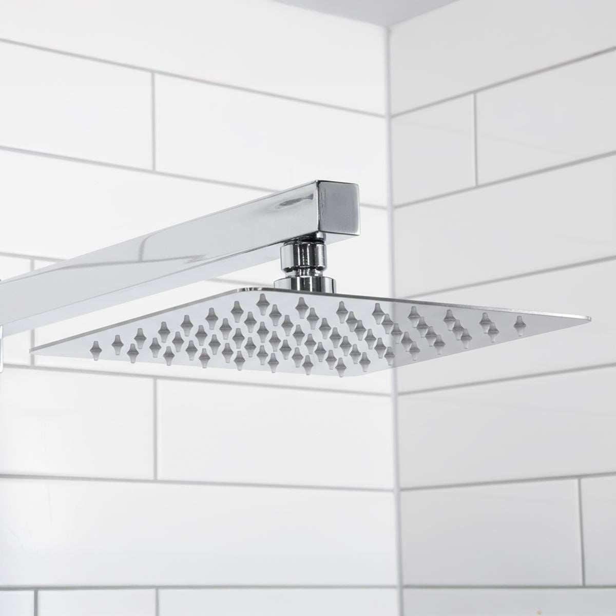 Baridi Concealed Thermostatic Shower Set 20 x 20cm Square Head & Hand Shower - Chrome DH320
