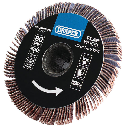 Draper 80 Grit Aluminium Oxide Flap Wheel (5 X 60mm) - 93361